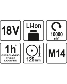 Шлифмашинка угловая аккумуляторная Yato YT-82828 LI-ION 18 В, 2 аккумулятора 3 А-foto5