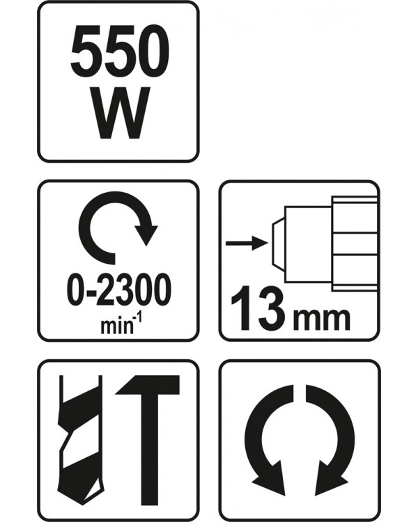 Дрель ударная YATO 550 ВТ, YT-82030