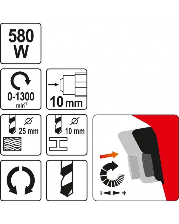 Дрель YATO 580 ВТ, YT-82051