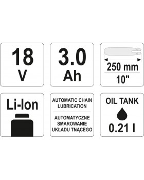Электропила цепная  аккумуляторная YATO LI-ION 18 В 3 АЧ 25 см, YT-85080-foto6
