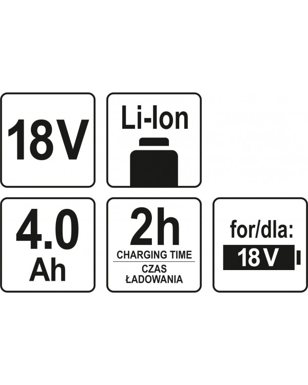 Аккумулятор универсальный YATO LI-ION 18 В 4 АЧ.