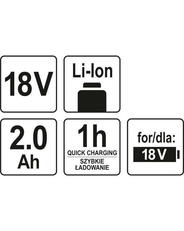 Аккумулятор универсальный YATO LI-ION 18 В 2 АЧ