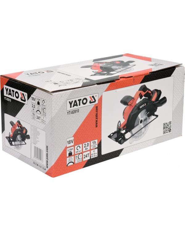 Пила дисковая аккумуляторная YATO YT-82810, 2 Ач, 18 В