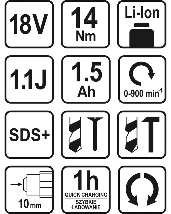 Перфоратор аккумуляторный STHOR 78968, (2 аккумулятора 1.5 Ач в комплекте)