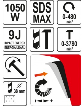 Перфоратор YATO 1050 Вт, YT-82130 (в кейсе)-foto8