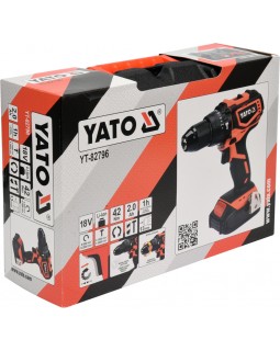 Шуруповерт-дрель ударный, с бесщеточным двигателем YATO YT-82796 (в кейсе с аккумулятором 2 Ач)-foto7