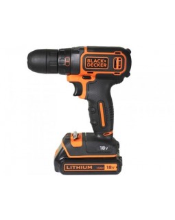 Шуруповерт-дрель аккумуляторный BLACK+DECKER BDCDC18KB (в кейсе + 2 аккумулятора)