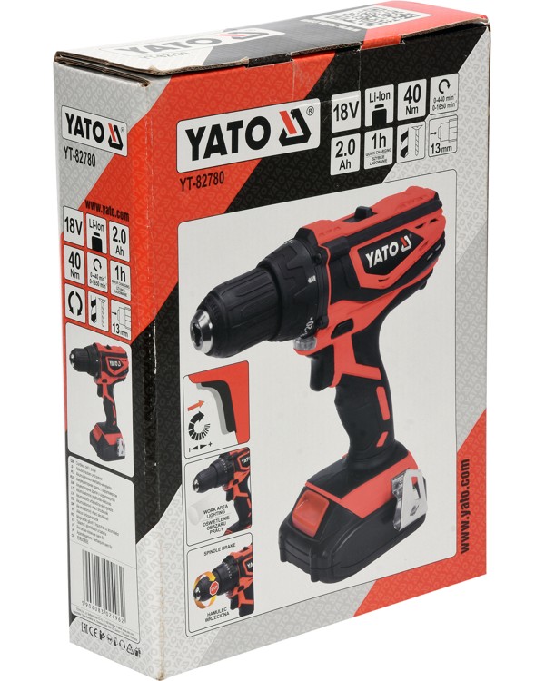 Шуруповерт-дрель аккумуляторный YATO YT-82780