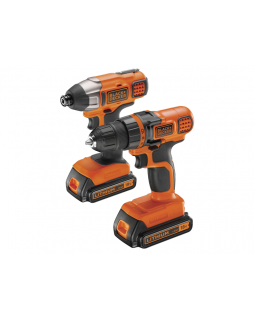 Набор шуруповерт и гайковерт аккумуляторные Black+Decker BDCDDIM18B-QW (в сумке + 2 аккумулятора)