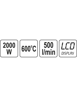 Фен строительный YATO 2000 Вт YT-82293  с LCD экраном (в кейсе с аксессуарами) -foto2