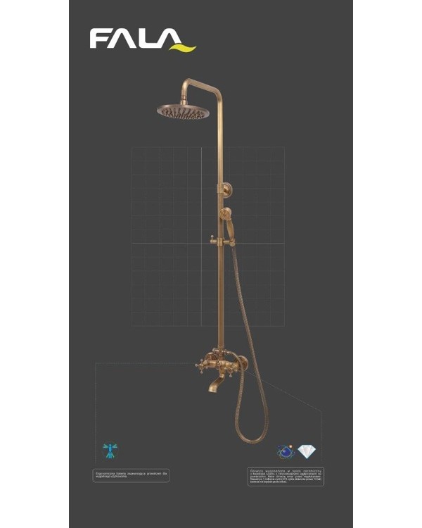 Смеситель для душа латунный, с шарнирным регулятором FALA "RETRO BRONZE 2"