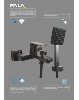 Смеситель для ванны латунный, с шарнирным механизмом FALA RETRO BLACK 3-foto2