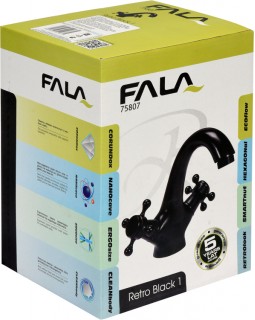 Смеситель для раковины латунный, с шарнирным регулятором FALA "RETRO BLACK 1"-foto5