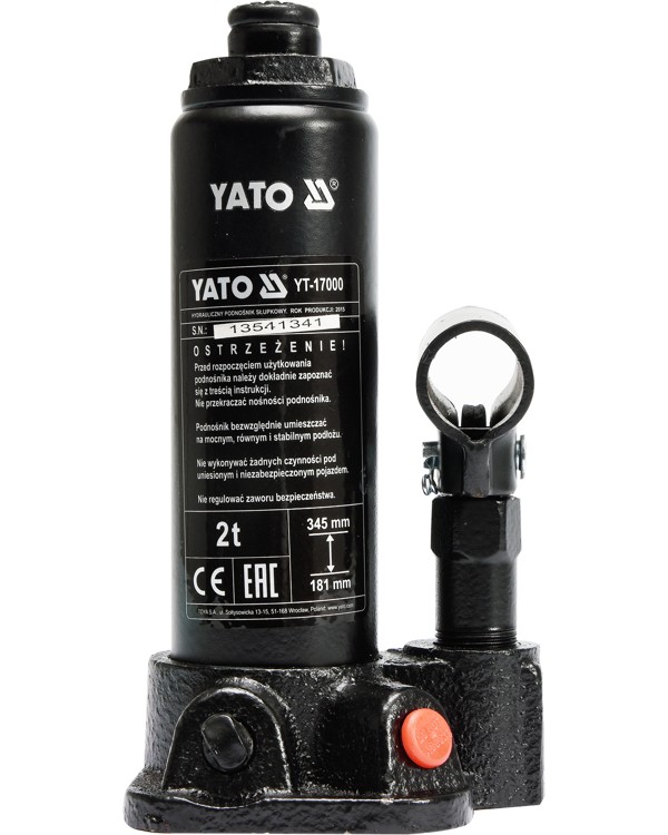 Домкрат гидравлический, бутылочный YATO