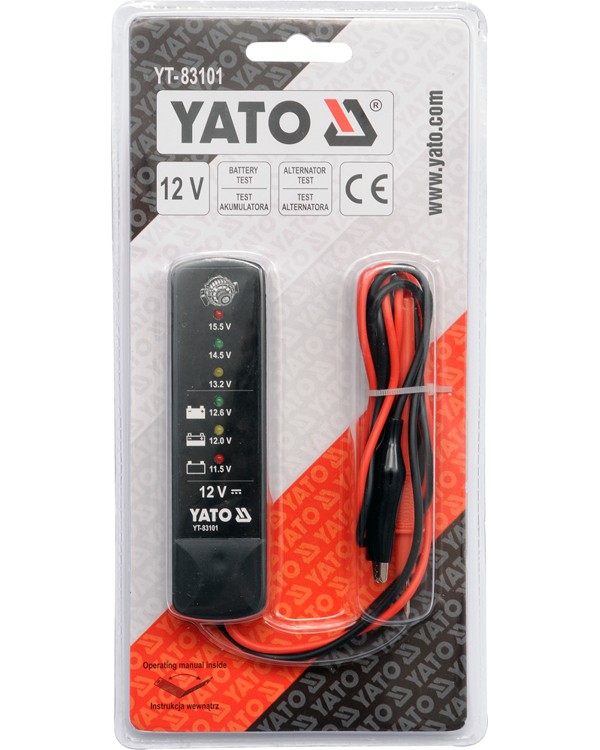Тестер напряжения аккумуляторов и генераторов YATO YT-83101
