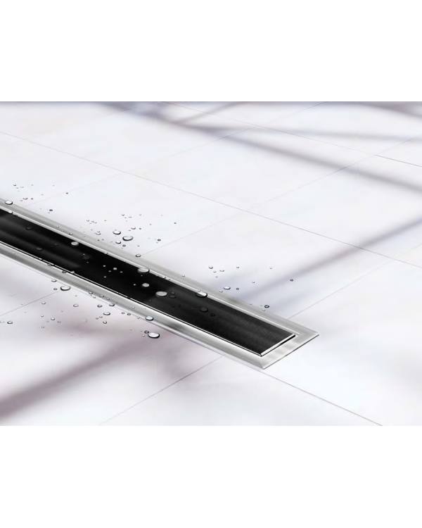 Трап для душа из нержавеющей стали, с сухим затвором FALA BLACK GLASS 60 см (75386)