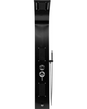 Душевая панель FALA STEELY 3 BLACK TITANIUM, 4 функции 140 х 20 х 7 см, шланг 150 см, из нержавеющей стали.