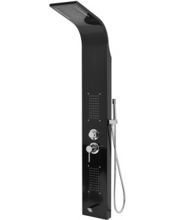 Душевая панель FALA STEELY 3 BLACK TITANIUM, 4 функции 140 х 20 х 7 см, шланг 150 см, из нержавеющей стали.-foto2