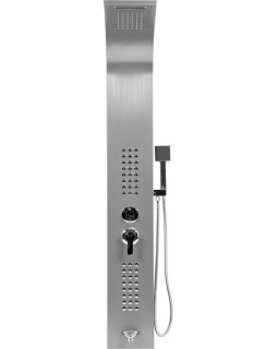 Душевая панель FALA STEELY 1 INOX, 4 функции 140 х 20 х 7 см, шланг 150 см, из нержавеющей стали.