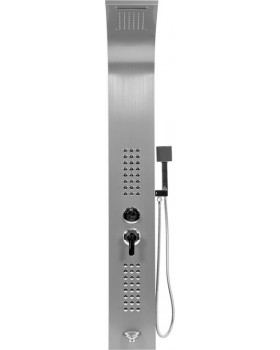 Душевая панель FALA STEELY 1 INOX, 4 функции 140 х 20 х 7 см, шланг 150 см, из нержавеющей стали.