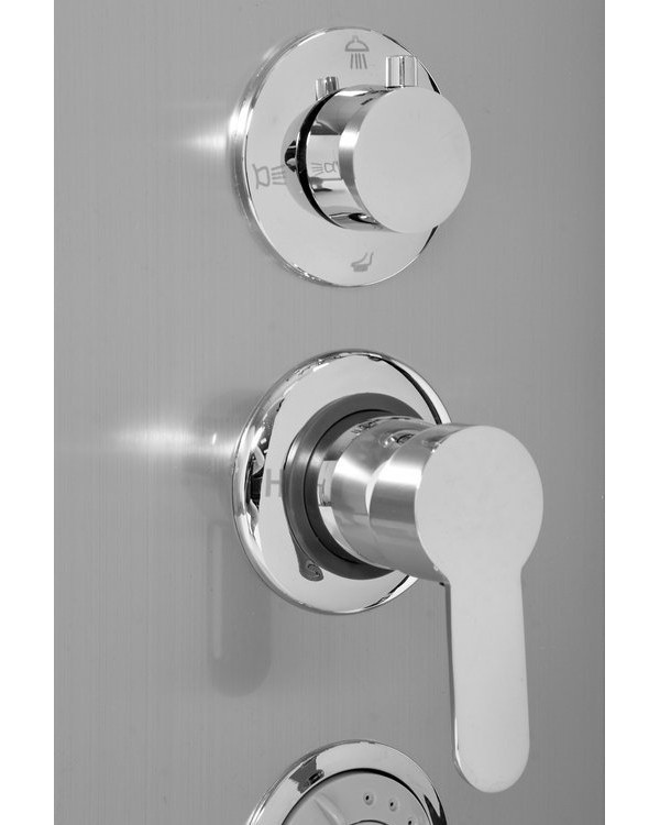 Душевая панель FALA STEELY 1 INOX, 4 функции 140 х 20 х 7 см, шланг 150 см, из нержавеющей стали.
