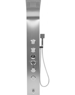Душевая панель FALA STEELY 2 INOX, 4 функции 140 х 20 х 7 см, шланг 150 см, из нержавеющей стали.