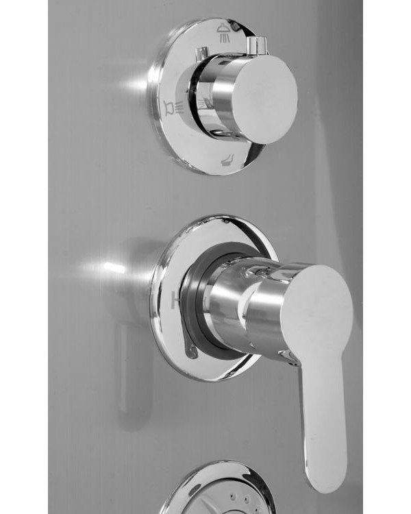 Душевая панель FALA STEELY 2 INOX, 4 функции 140 х 20 х 7 см, шланг 150 см, из нержавеющей стали.