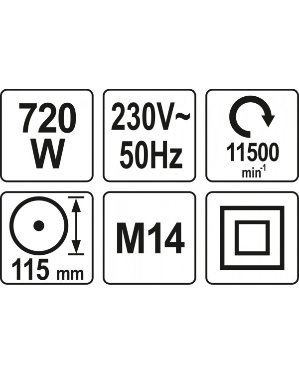 Шлифмашинка угловая Yato 720 ВТ YT-82091