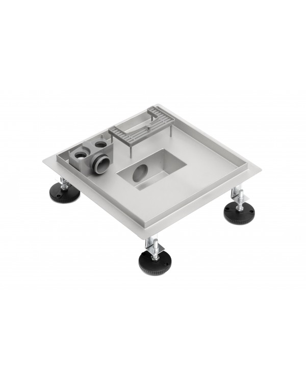 Трап для душа под плитку Epelli Quattro 2 in 1, 25*25 см, из нержавеющей стали с комбинированным затвором