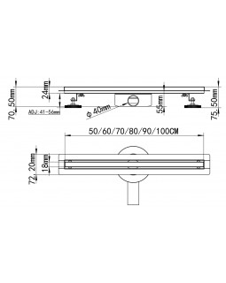 Трап для душа щелевой Epelli Slim Nero 70 см, из нержавеющей стали. С поворотным сифоном. (SN1070)-foto19